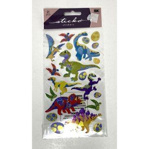 Scrapbooking Crafts Stickers Sticko Dinosaurs T-Rex Shiny Glitter Eggs Bronto